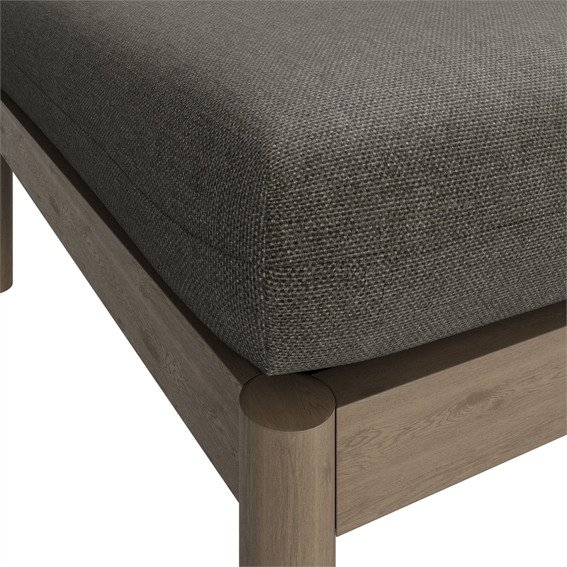 Eleni Square Outdoor Teak Wood Ottoman in Weathered Gray Flint