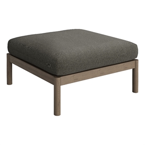 Eleni Square Outdoor Teak Wood Ottoman in Weathered Gray Flint