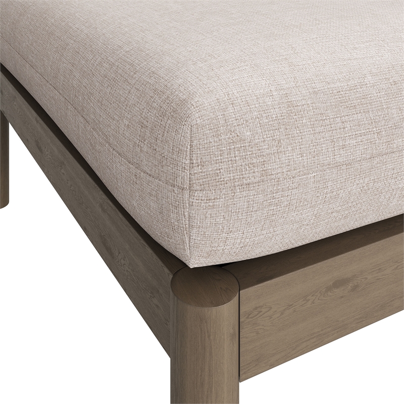 Eleni Square Outdoor Teak Wood Ottoman in Weathered Gray Pebble