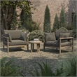 Eleni 3-Piece Outdoor Teak Wood Furniture Set in Weathered Gray Flint
