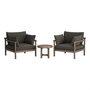 Eleni 3-Piece Outdoor Teak Wood Furniture Set in Weathered Gray Flint