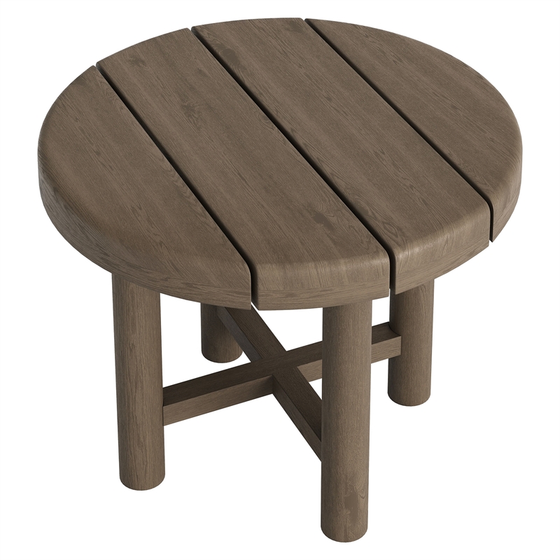 Eleni 3-Piece Outdoor Teak Wood Furniture Set in Weathered Gray Pebble
