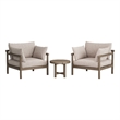 Eleni 3-Piece Outdoor Teak Wood Furniture Set in Weathered Gray Pebble