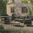Eleni 5-Piece Outdoor Teak Wood Furniture Set in Weathered Gray Flint