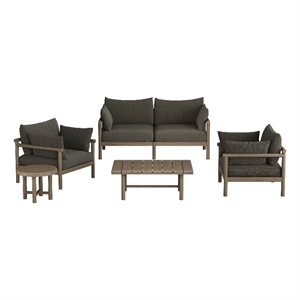 Eleni 5-Piece Outdoor Teak Wood Furniture Set in Weathered Gray Flint