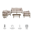 Eleni 5-Piece Outdoor Teak Wood Furniture Set in Weathered Gray Pebble