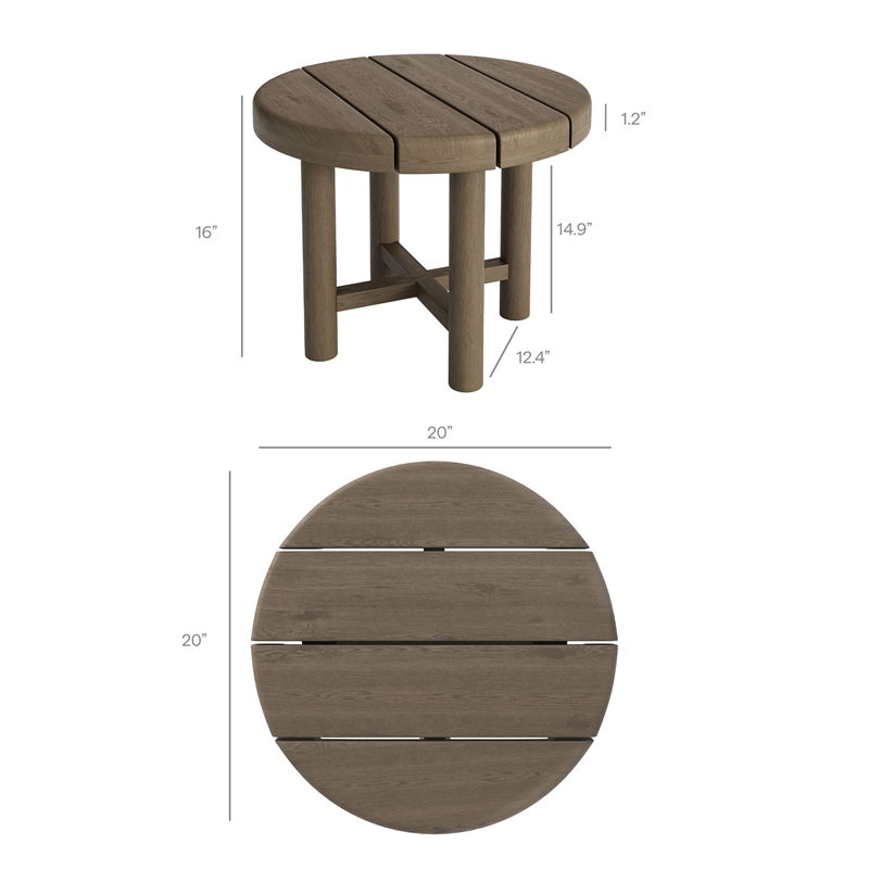 Eleni 5-Piece Outdoor Teak Wood Furniture Set in Weathered Gray Pebble