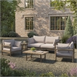 Eleni 5-Piece Outdoor Teak Wood Furniture Set in Weathered Gray Pebble