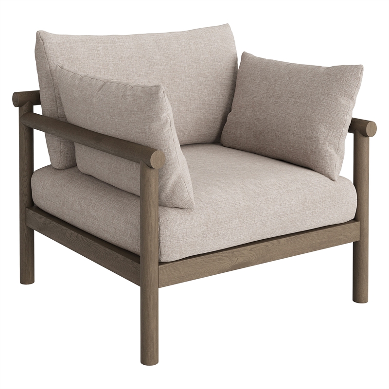Eleni 5-Piece Outdoor Teak Wood Furniture Set in Weathered Gray Pebble