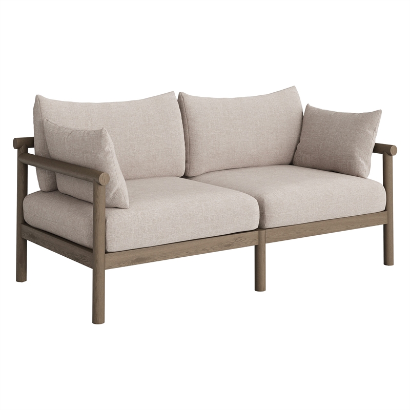 Eleni 5-Piece Outdoor Teak Wood Furniture Set in Weathered Gray Pebble