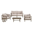 Eleni 5-Piece Outdoor Teak Wood Furniture Set in Weathered Gray Pebble