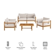 Eleni 4-Piece Outdoor Teak Wood Sofa Set in Natural Sail
