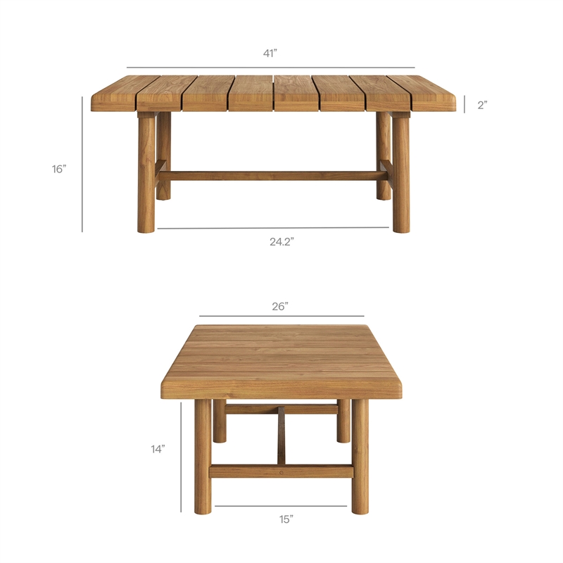 Eleni 4-Piece Outdoor Teak Wood Sofa Set in Natural Sail