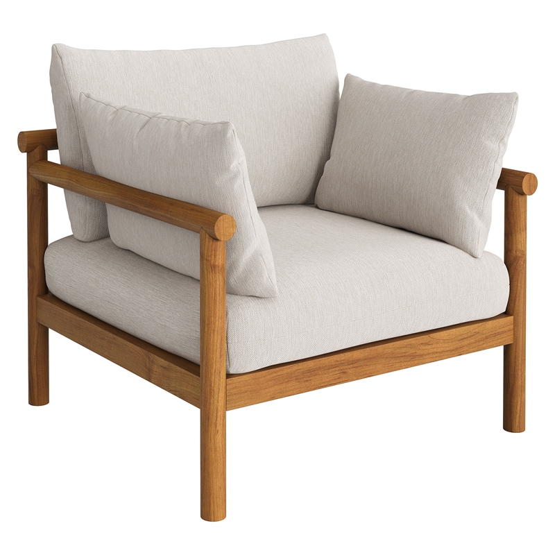 Eleni 4-Piece Outdoor Teak Wood Sofa Set in Natural Sail