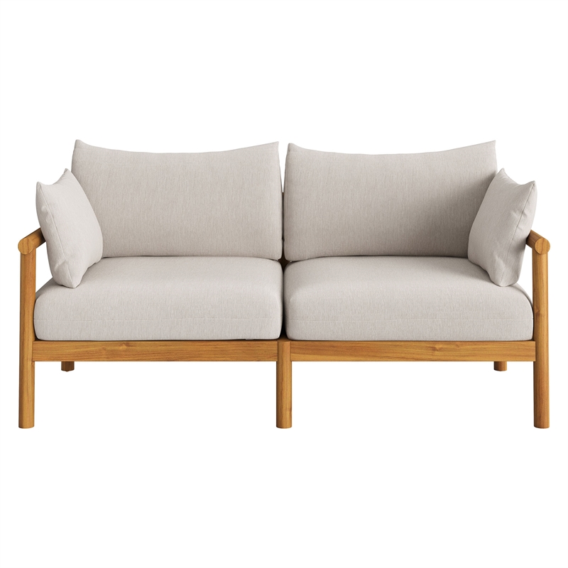 Eleni 4-Piece Outdoor Teak Wood Sofa Set in Natural Sail