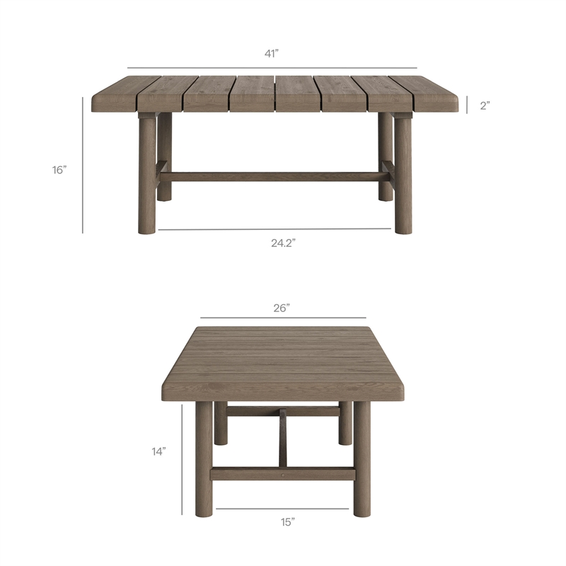 Eleni 4-Piece Outdoor Teak Wood Sofa Set in Weathered Gray Flint