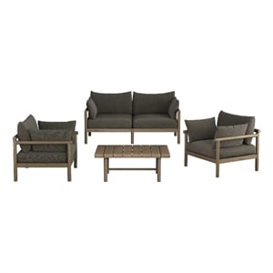 Eleni 4-Piece Outdoor Teak Wood Sofa Set in Weathered Gray Flint