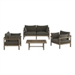 Eleni 4-Piece Outdoor Teak Wood Sofa Set in Weathered Gray Flint