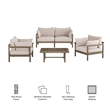 Eleni 4-Piece Outdoor Teak Wood Sofa Set in Weathered Gray Pebble
