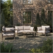 Eleni 4-Piece Outdoor Teak Wood Sofa Set in Weathered Gray Pebble