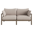 Eleni 4-Piece Outdoor Teak Wood Sofa Set in Weathered Gray Pebble