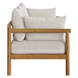 Eleni 2-Piece Outdoor Teak Wood Loveseat with Ottoman Set in Natural Sail