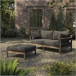 Eleni 2-Piece Outdoor Teak Wood Loveseat with Ottoman Set in Weathered Gray Flint