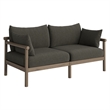 Eleni 2-Piece Outdoor Teak Wood Loveseat with Ottoman Set in Weathered Gray Flint
