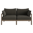 Eleni 2-Piece Outdoor Teak Wood Loveseat with Ottoman Set in Weathered Gray Flint