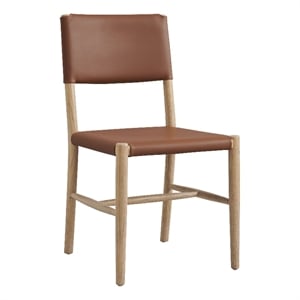 Dover Wood Vegan Leather Dining Side Chair in Natural