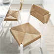 Modway Bodie Elm Wood Dining Side Chair With Paper Rope Seat in White Natural