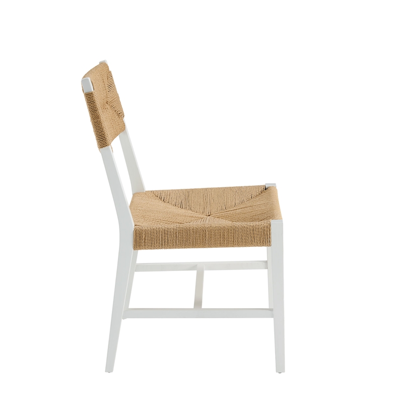 Modway Bodie Elm Wood Dining Side Chair With Paper Rope Seat in White Natural