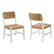 Modway Bodie Elm Wood Dining Side Chair With Paper Rope Seat in White Natural