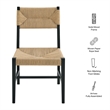 Modway Bodie Elm Wood Dining Side Chair With Paper Rope Seat in Black Natural