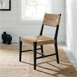 Modway Bodie Elm Wood Dining Side Chair With Paper Rope Seat in Black Natural