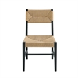 Modway Bodie Elm Wood Dining Side Chair With Paper Rope Seat in Black Natural