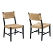 Modway Bodie Elm Wood Dining Side Chair With Paper Rope Seat in Black Natural