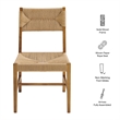 Modway Bodie Elm Wood Dining Side Chair With Paper Rope Seat in Natural Natural
