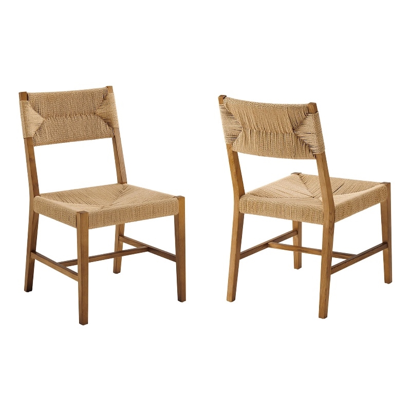 Modway Bodie Elm Wood Dining Side Chair With Paper Rope Seat in Natural Natural