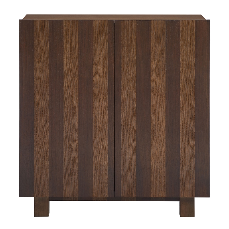 Kline 2-Door Striped Accent Cabinet in Dark Walnut Stripe