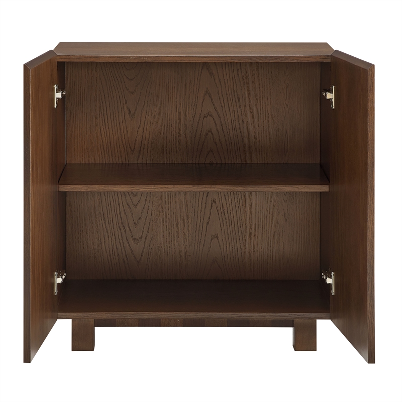 Kline 2-Door Striped Accent Cabinet in Dark Walnut Stripe
