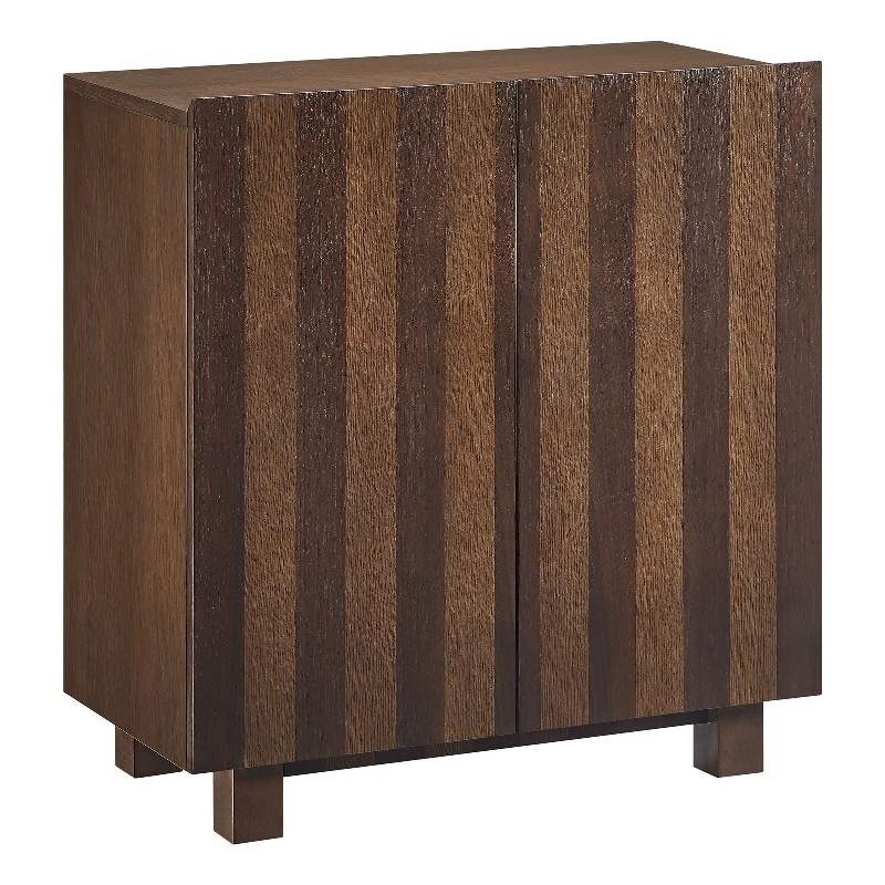 Kline 2-Door Striped Accent Cabinet in Dark Walnut Stripe