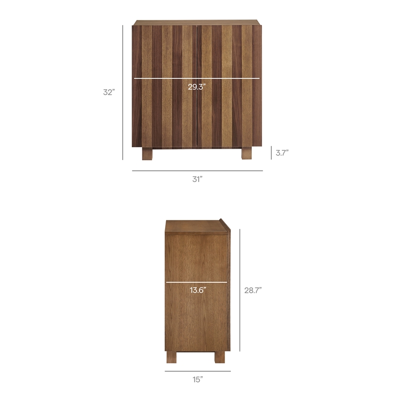 Kline 2-Door Striped Accent Cabinet in Oak Walnut Stripe