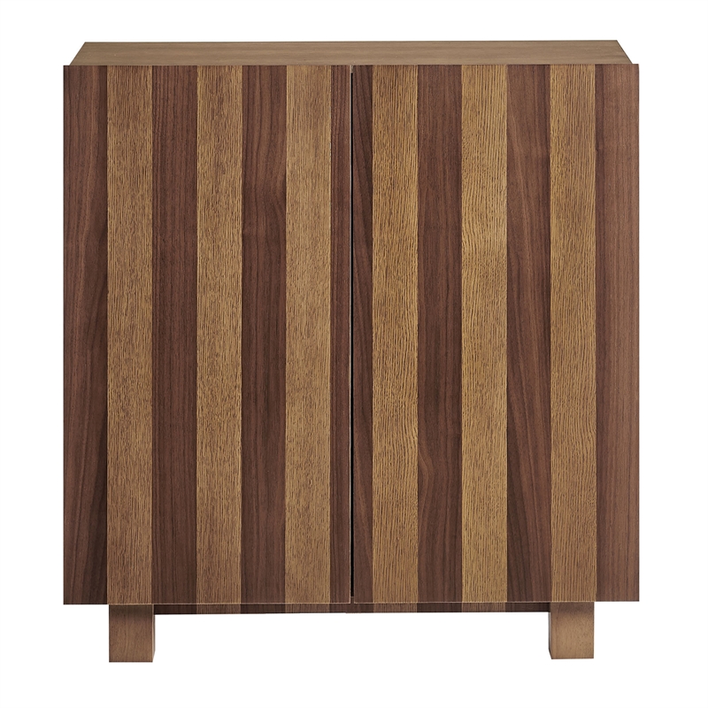 Kline 2-Door Striped Accent Cabinet in Oak Walnut Stripe