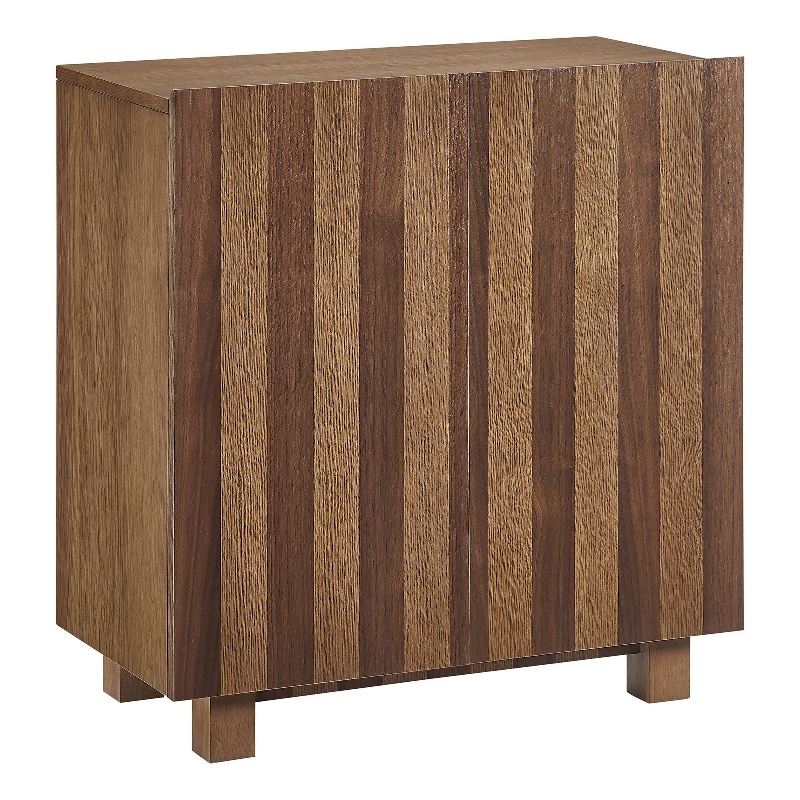 Kline 2-Door Striped Accent Cabinet in Oak Walnut Stripe