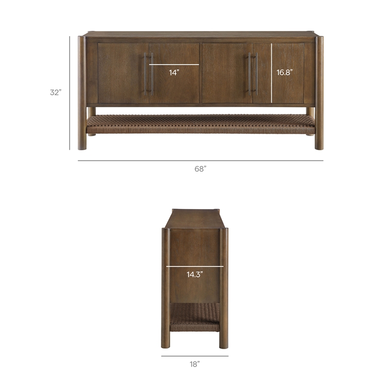Taschen 4-Door Wood Sideboard Cabinet in Walnut Brown