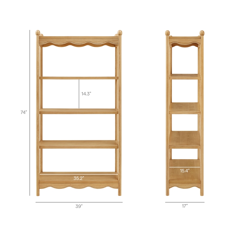 Darcy 4-Tier Open Bookcase in Oak