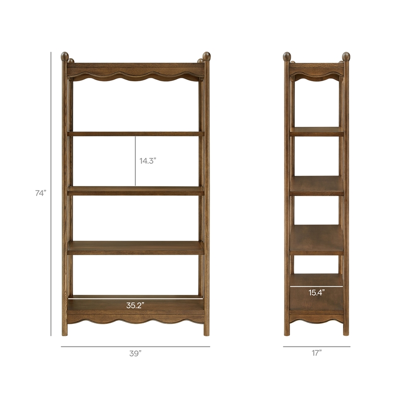 Darcy 4-Tier Open Bookcase in Walnut