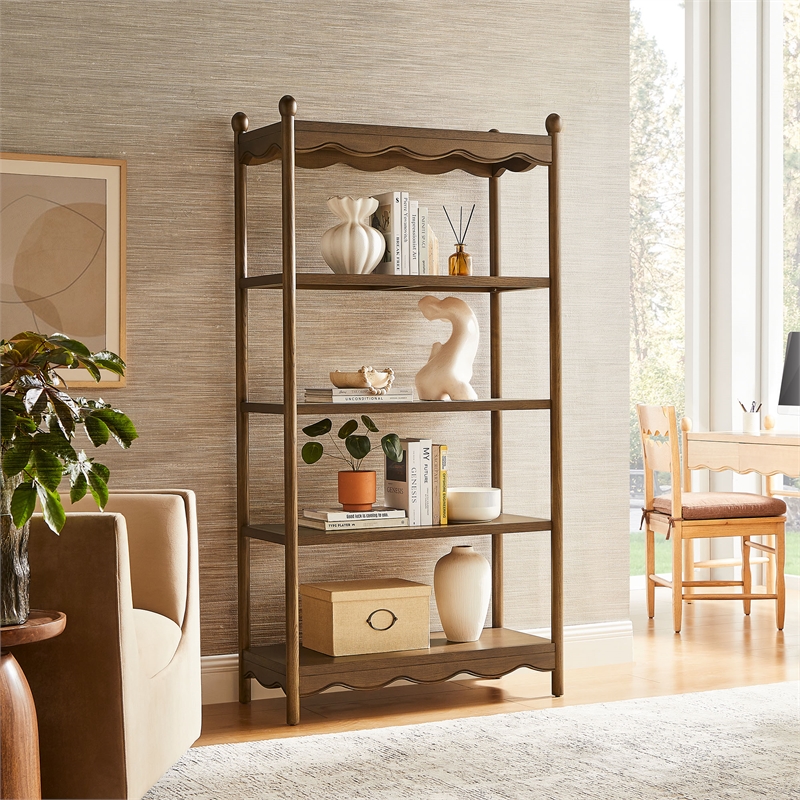 Darcy 4-Tier Open Bookcase in Walnut
