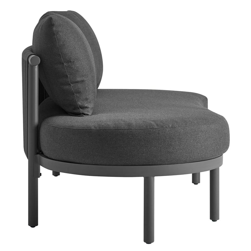 Modway Porta Left-Arm Facing Outdoor Aluminum Modular Piece in Charcoal Anthracite